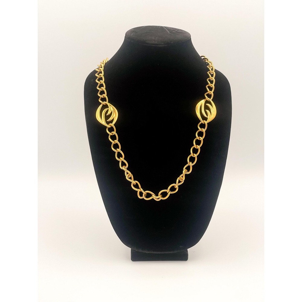 Vtg Napier Gold Chain Necklace - Chunky Statement Jewelry- 80's Jewerly